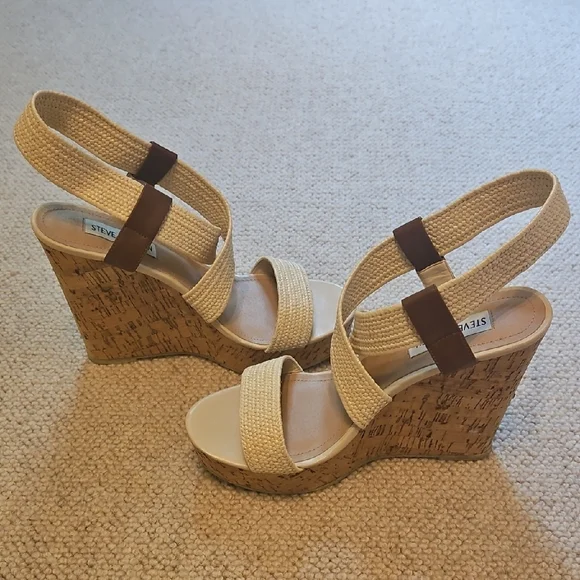 Steve Madden Cream and Brown Wedge Sandals - Picture 5 of 5